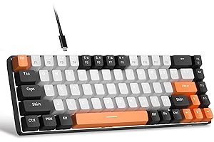 MageGee Portable 60% Gaming Mechanical Keyboard, Minimalist MK-Box Ice Blue Backlit Compact 68 Keys Wired Office Keyboard with Red Switch for Windows Laptop PC Mac Convenient(Carbon Black)