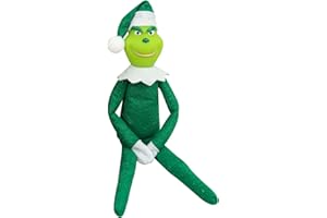Yearsahrk Grinch Christmas Grinch Peluche de elfo de Navidad Muñeca Divertida Monstruo Vestido de Papá Noel con gorro de Navidad