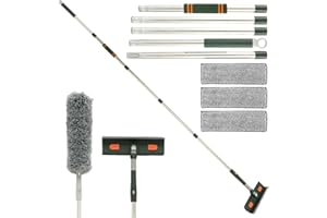 CIVG Raclette Vitre Professionnel,avec 2 Chiffons Microfibres,Longueur jusqu'à 226 cm,Kit Nettoyage Vitre Professionnel pour Vitre Fenêtre Pare-Brise(226cm)