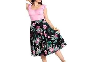 Hell Bunny Kalani 50s Mujer Falda hasta la Rodilla Negro