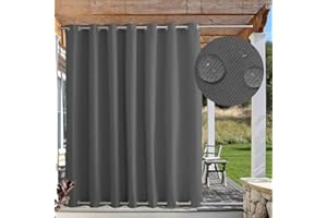 FicaRico Waterproof Windproof Outdoor Curtains for Patio, Premium Thick Privacy Blackout Curtains with Grommets on Top and Bottom, Fade Resistant Curtain for Gazebo, 1 Panel, W52 xH63, Dark Grey