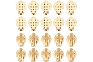 Votvlog 20 Pezzi Acciaio Inossidabile Clip-On Orecchini, D'Oro Clips dell'orecchino Rotondo Piatto Dorso Vassoio, Donne Orecchio Convertitori per Non Foratiper la Creazione di orecchini fai da te