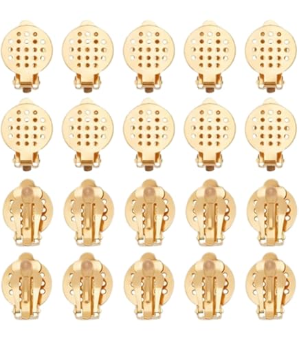 30 Clip Per Orecchini Senza Foro - Oro, Argento, Bronzo, Per Cabochon 10mm, Fai Da Te - Foto 2