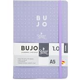 Quijote Paper World Bullet Journal A5 Dotted Notebook, Dotted Notebook, Extra Soft Hardcover, 62 Sheets, 100 g/m, for Plannin