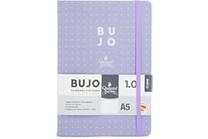 Quijote Paper World Bullet Journal A5 - Libreta de puntos, Cuaderno punteado, Tapa Dura Extrasuave, 62 Hojas, 100gr/m, para Planificación, Estudio, Lettering, Viajes o Diario - Lila