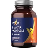 LifeXtra B-Aktif Kompleks 60 Bitkisel Kaps&uuml;l Metilkobalamin Metilfolat P5P R5P İnositol Biotin