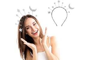 LJEVANDRIA Haarreif Sterne Mond Stirnband Haarreifen Damen Glitzer Alien kostüm Damen Geburtstagsfeier Haarband Haarschmuck für Geburtstag Kostümparty Karneval