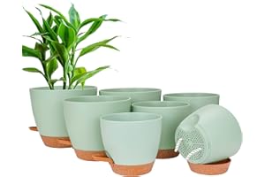 CSYY Doniczka na kwiaty, 7 sztuk, z systemem nawadniania, 20,3/19/17,7/16,5/15,2/14/12,7 cm, doniczka na rośliny, samoczynne nawadnianie, z podstawką, nadaje się do użytku wewnątrz i na zewnątrz