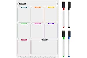 GRIPITI A4 Weekly Planner Whiteboard, Magnetic Whiteboard for Fridge with 4Pcs Dry Pens Small Meal Planner Magnetic Dry Erase Fridge Calendar for Daily Memo Routines Meal and Planning