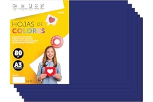 Papier A3 Couleur - Feuilles A3 80g Pour Imprimante Jet d'Encre et Laser, Ramette Papier Pour Loisirs Créatifs, Bricolage et Décoration M-office (50 feuilles, Bleu Foncé)