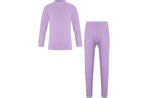 YEAHDOR Hiver Ensemble sous Vêtement Thermique Enfant Fille Garçon Unisexe T-Shirt Thermique Haut De Pyjama sous-Pull Hiver Pantalon Collant Elastique
