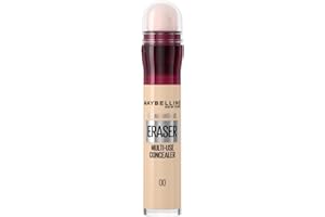 Maybelline Instant Anti-Age Eraser Eye Concealer for Face, Dark Circles, Blemish & Fine Lines Concealer, Full Coverage, Dermatologist Tested, Suitable for Sensitive Skin, Shade: 00 Ivory