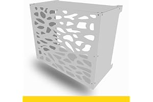 CLIM-BOX Cache Clim Résistant Climatisation Coffre Climatiseur Mural Aluminium Composite (Motif Pierres, Grand Blanc)