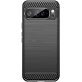 Microcase Google Pixel 10 / Google Pixel 10 Pro ile Uyumlu Brushed Carbon Fiber Silikon Kılıf - Siyah AL3332