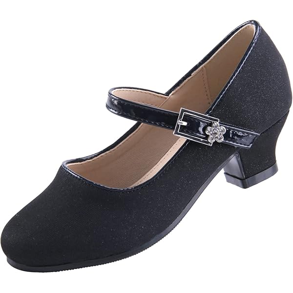 EIGHT KM Meisjes Hoge Hak Jurkschoenen Mary Jane Prinsessen Bruiloftsfeest Pumps EKM7035 Microfiber Leren Athena Metalen Strik Wit EU Maat 34