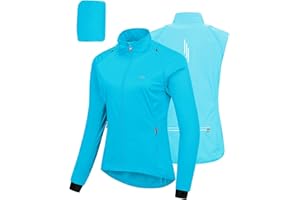 33,000ft Chaqueta de ciclismo para mujer, impermeable, transpirable, protección UV, ligera, con mangas extraíbles, chaqueta de ciclismo, reflectante, para mujer