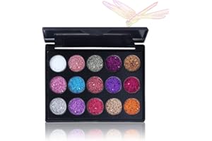 BRRNOO 15 color Ultra Pigmentado Paleta de Sombras de Ojos, Prueba de Agua y Brillo, Polvo Cosmético de Sombra de Ojos Brillante, Eyeshadow Palette Set de Maquillaje Cosmético (negro)