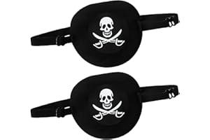 QKEINV 2PCS Pirate Eye Patch, Eye Skulls Captain Eye Patches, Kids Pirate Eyes Patch, Halloween Eyes Mask, Pirates Accessories, Pirates Fancy Dress Skull Pirating Eyepatch for Halloween Party Cosplay