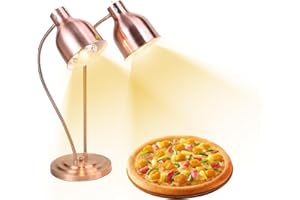 GDWD Wärmelampe Küche, 250W Infrarotlampe Lebensmittel Wärmelampe, Doppelköpfige Freistehend Speisenwärmer Lampe für Buffets Esszimmer Hotels, Kommerzielle Wärmelampen, Warmhalten von Speisen (Rosegold)