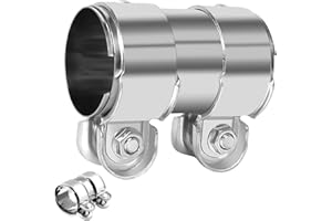 GANILITY Morsetto per Fascia di Scarico Giunzione, 50x95mm Morsetti di Scarico con doppio Morsetto,Connettore Morsetto di Scarico Manicotto,Morsetto di Serraggio Silenzioso Scarico Auto in Acciaio Inossidabile