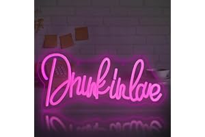 Tosakey Drunk in Love Neon Lights for Party Bar Wall Decoration, Pink Led Neon Light Sign USB Operated (Pink)