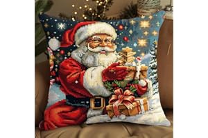 kitphoenix Latch Cushion Set Christmas Latch Hook Cushion Kit for Children or Beginners Adults for DIY Latch Hook Latch Hook Set 43 x 43 cm