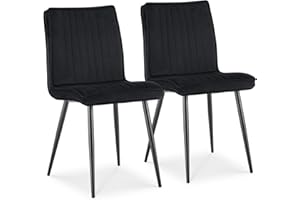 TUKAILAi Black Velvet Dining Chairs Set of 2 Upholstered Kitchen Counter Chairs with Backrest and Sturdy Metal Legs, Lounge Chair for Home Dining Living Room Bedroom Restaurant Reception