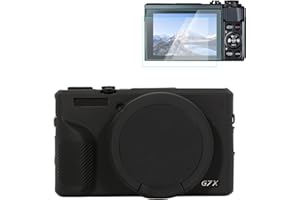 Rieibi Funda de Silicona para Cámara Canon G7X Mark III, Accesorios para Canon G7X Mark III Funda incluyendo 2 piezas de protector de pantalla, Tapa de Lente Desmontable para Cámara Canon G7X Mark III