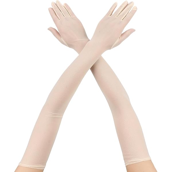 Fldy Damen Lang Handschuhe Glänzende Nylon Handschuhe Transparent Glatte Seidig-Glanz Armelstulpen Für Oper Hochzeit Brautparty Abschlussball Violett_A L Fashion