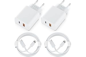 ZNBTCY [Apple MFi Certified] Handy Ladegerät,2 Pack 2Port PD/QC Schnellladegerät mit Lightning Ladekabel 2M,USB A+C Mehrfach Ladegerät mit Schnellladekabel für iPhone 15/14/13/12/11/Samsung/Android usw