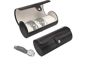 NAROSEBE Custodia da Viaggio per 3 Orologi Custodia per Orologi Uomo Custodia da Viaggio per Orologi in Pelle PU Watch Roll Custodia da Viaggio Porta Orologio con tre ompartimenti nero per Gli Orologi