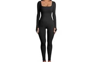 GETERUUV Jumpsuit Damen Eng Kurz Lang Schwarz Yoga Einteiler Bodysuit Stretch Bodycon Tank Top One Piece Overall Fahrradhose Trainingsanzug