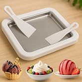 Home Ice Cream Pan, Stainless Steel Surface, Spatula, Roll Ice Cream and Yogurt Making Tray
