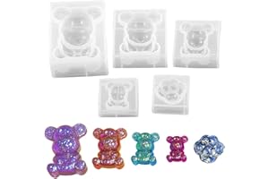 Aabellay Silicone Resin Bear Molds 3D Animal Candy Gummy Casting Epoxy Mould for Handmade Soap Candle Ice Cube Cupcake Topper Decoration – 4 Bears and 1 Bear Paw