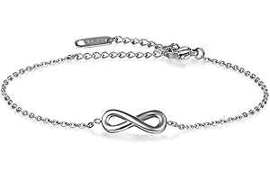 JewelryWe Schmuck Damen Armband Fußkettchen, Infinity Unendlichkeit Herz Lieben Zeichen Charm Fußkette Armkette Armreif, Zirkonia Diamant Edelstahl, Geschenke für Frauen Mädchen