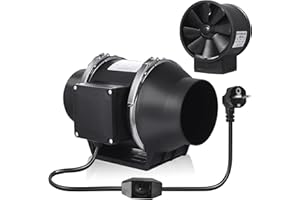 Vehipa Extracteur d'air 100mm Réglable, 220V 220 m³/h Extracteur d'Air avec IEC EU Plug, Pour Salle de Bain, Bureau, Tente, Ventilation Intérieure