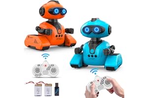 VATOS Giocattolo robot per bambini, 2 pezzi, robot telecomandato, giocattolo con occhi a LED, musica dance e riconoscimento dei gesti, programmabile, per ragazzi e ragazze a partire da 5, 6, 7, 8 anni