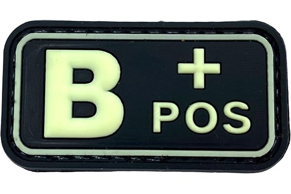 Patch en PVC phosphorescent pour Airsoft - Motif : A B O POS NEG