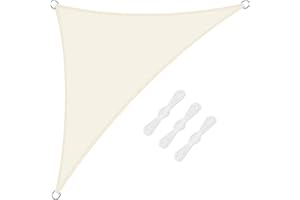 HEYOMART Sun Shade Sail Waterproof Outdoor Garden Patio Party Sunscreen Awning 3x3x4.25m Triangle Canopy 98% UV Block with Free Rope, Cream White
