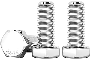 Drenky M10 x 25mm Boulons Hexagonaux Acier Inoxydable A2 V2A Vis à Tête Hexagonale DIN 933 Vis Inox M10 Boulon pour Automobile et Machinerie, Argent, 10 Pièces