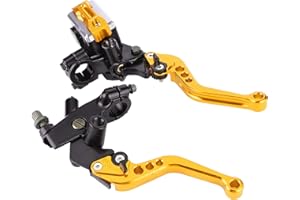 HUAER Una coppia di leve della frizione sinistra e destra, 1 paio 7/8 "(22 mm) Leve freno serbatoio frizione universale per moto(d'oro)