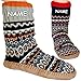 Produktbild alles-meine.de GmbH 1 Paar _ Hüttenschuhe / Pantoffel / Hausschuhe -  Strick - Norweger Muster - FARB-Mix - Flausch gefüttert  - incl. Name - Größe 41 bis 46 - Rutschfeste Sohl..