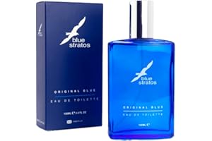 Blue Stratos Eau De Toilette, Original Blue for Men, Lasting Fragrance, Classic Scent of Cedarwood, Vanilla, and Musk, 100ml
