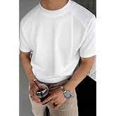 Erkek Tiş&ouml;rt Basic Bisiklet Yaka Tiş&ouml;rt Rahat Kesim D&ouml;k&uuml;ml&uuml; G&uuml;nl&uuml;k Spor Tshirt (D&uuml;z, Oversize)