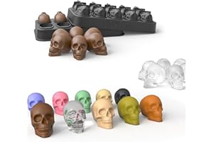 Holzsammlung Stampi per Cubetti di Ghiaccio in Silicone, Stampo Teschio 3D Silicone Halloween, Stampi Teschio Fabbricatore di Ghiaccio per Whisky, Vassoi di Ice Cube, Cranio Cubetti di Ghiaccio