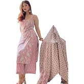 Women's Cotton Anarkali Kurta Set with Dupatta | Sleeveless Printed Kurti & Palazzo Suit | Ethnic Wear for Girls & Women