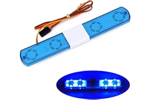 RC Auto Alarmlicht,KINGCOO LED Rotierende Blitzlampe Polizei Beleuchtung für 1/10 1/8 1/12 1/14 RC Modellauto Car Engineering Truck für HSP TRX4 Tamiya Axial SCX10 (145mm-Blau)