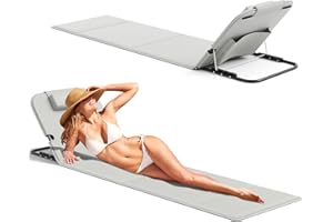 WildFun 165 X 55 cm Chaise de Plage Pliante Portable avec Sac de Transport, chaises de Plage à Haut Dossier en Maille pour Adultes, Chaise pour l'extérieur, Le Camping, Le Barbecue (2pcs, Gris)