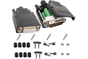 VISSQH 2 Pcs DB15 RS232 sans Soudure Connector D-SUB Adaptateur série,Mince de 16 mm DB15 15 Pin D-SUB Adaptateur DB15 mâle/Femelle connecteurs de Carte dérivation avec boîtier