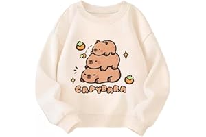 GENERIC Sweat-Shirt pour Enfants de Dessin animé Capybara, Pull à col Rond Polyvalent pour Les écoles primaires, Chandail décontracté de Printemps et d'automne pour garçons et Filles
